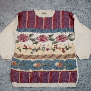 Vintage Silvercord Sweater Womens L Floral Cottage Core‎ Fairy Cozy Comfort